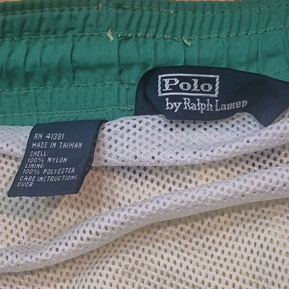 Polo Ralph Lauren Swim Trunks Mens Medium Yellow Green Pony Mesh Lined